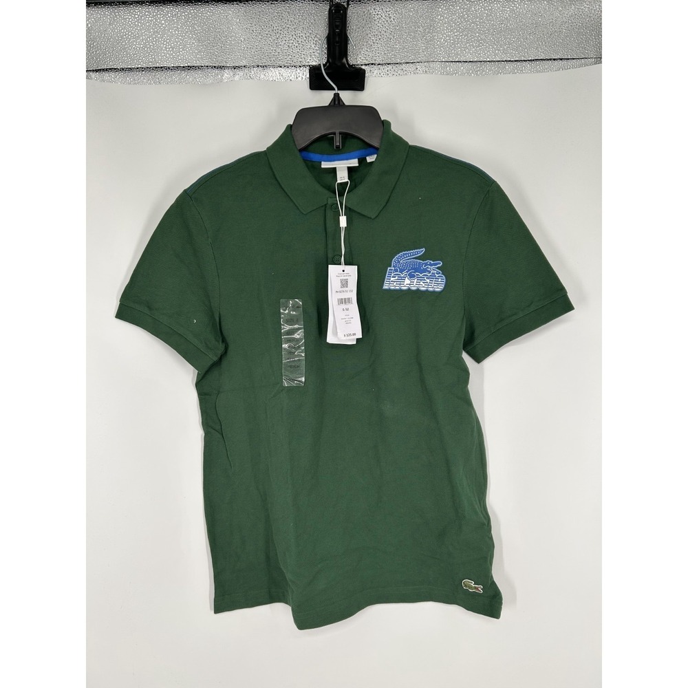 Lacoste Polo Shirt Mens Medium Green Logo Short Sleeve Collared Golf Performance
